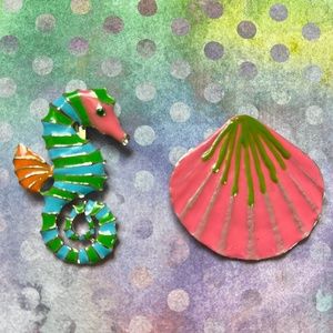 VTG NANCY KATZ Mismatched Enamel Shoe Clips